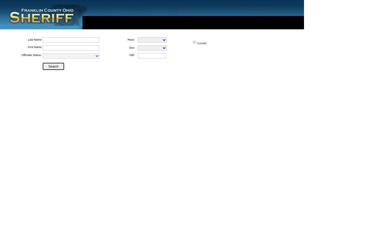 Franklin County current-custody booking record search interface